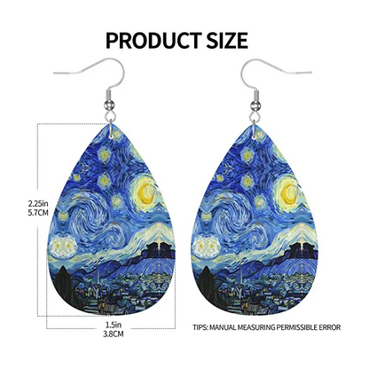 Gogh's Starry Night Vinyl Earrings