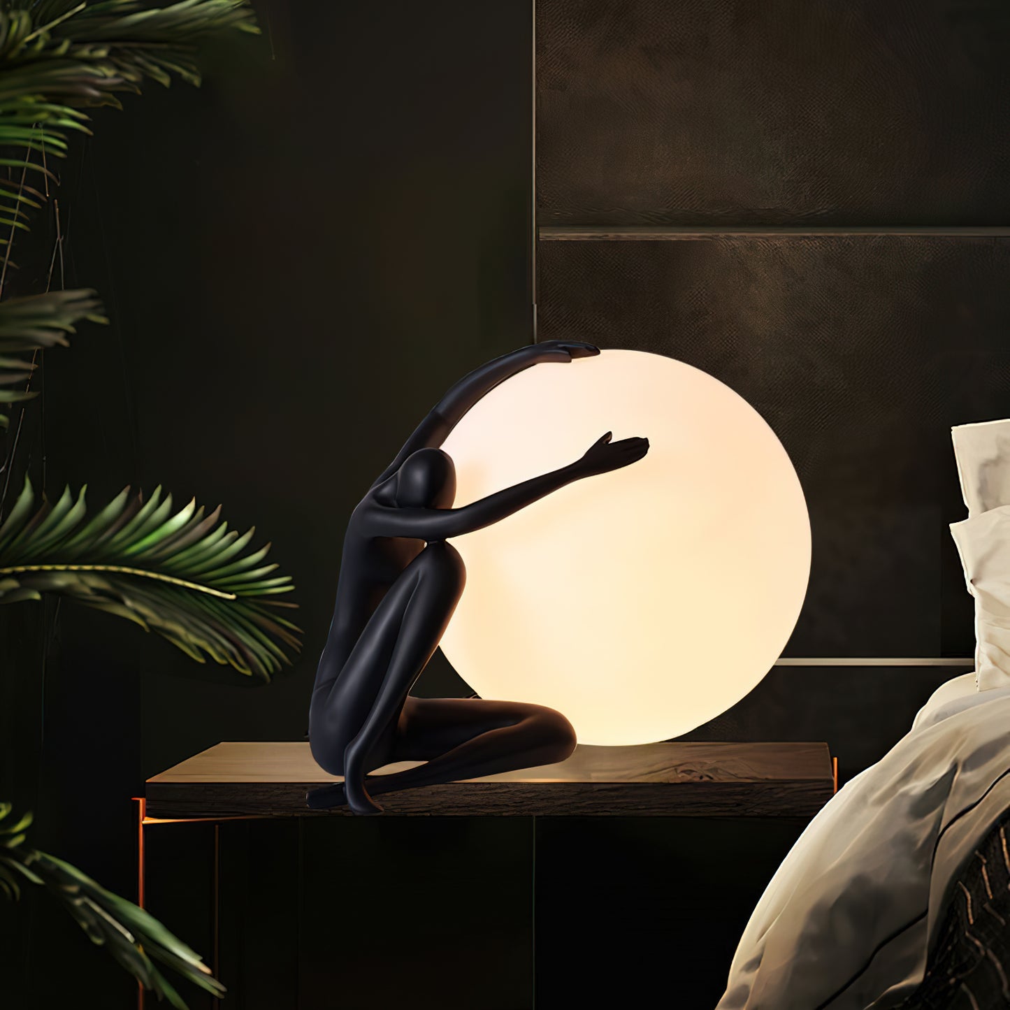 Humanoid Sculpture Moon Table Lamp