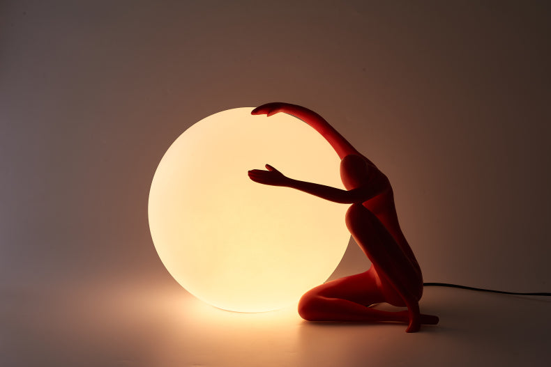 Humanoid Sculpture Moon Table Lamp