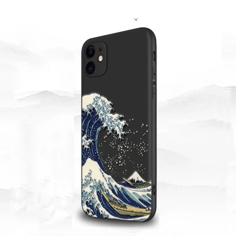 Embossed 'The Great Wave off Kanagawa' Iphone Cases