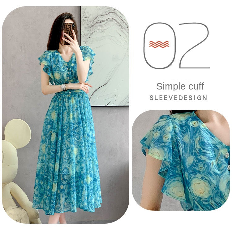 Van Gogh Starry Long Party Dress