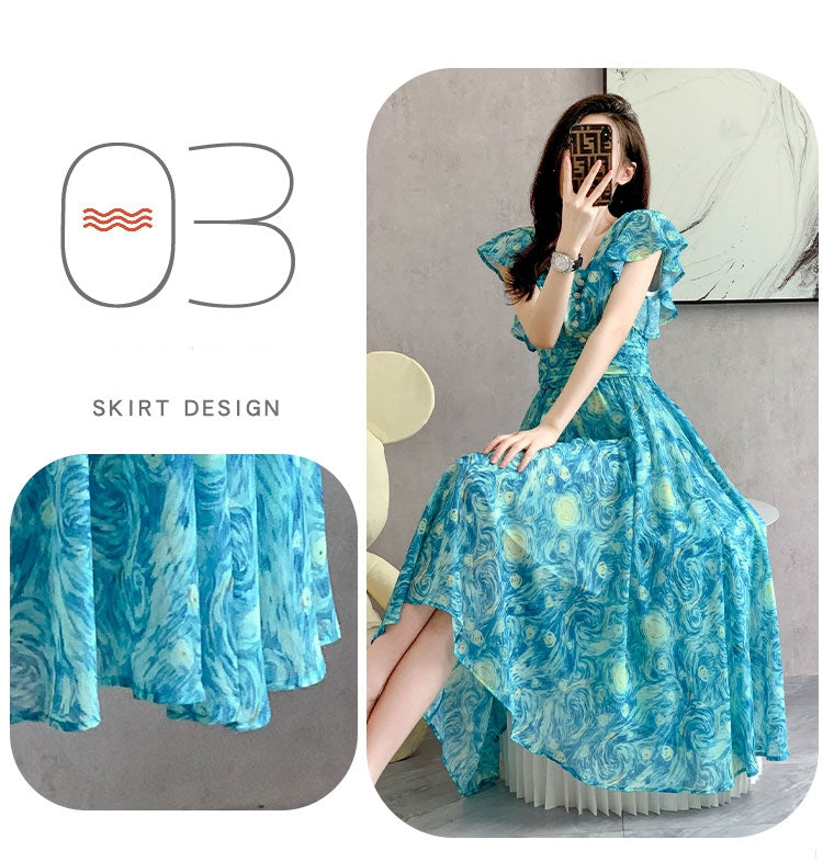 Van Gogh Starry Long Party Dress