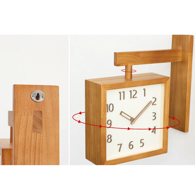 Double Sided Wooden Corner Clock