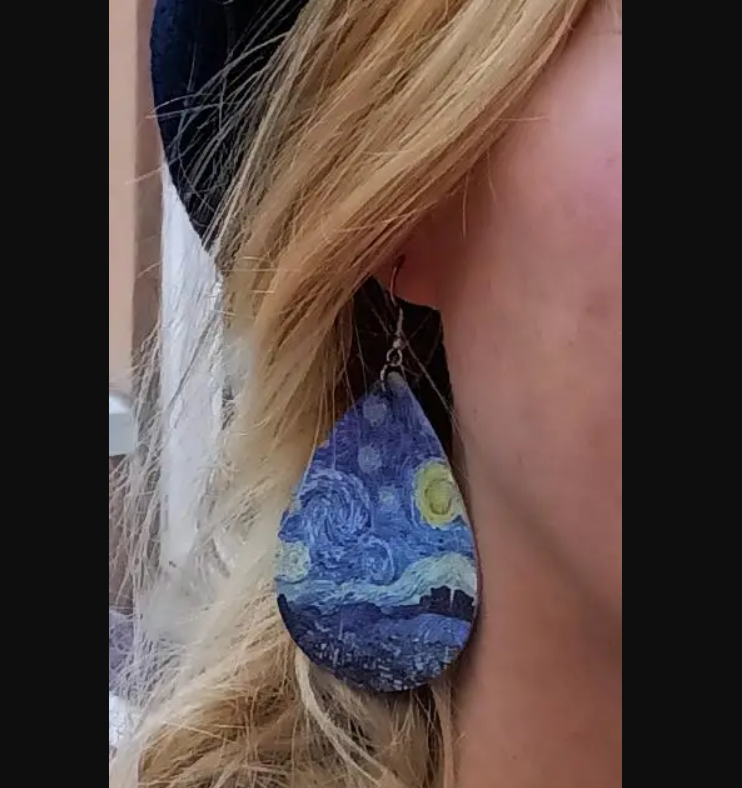 Gogh's Starry Night Vinyl Earrings