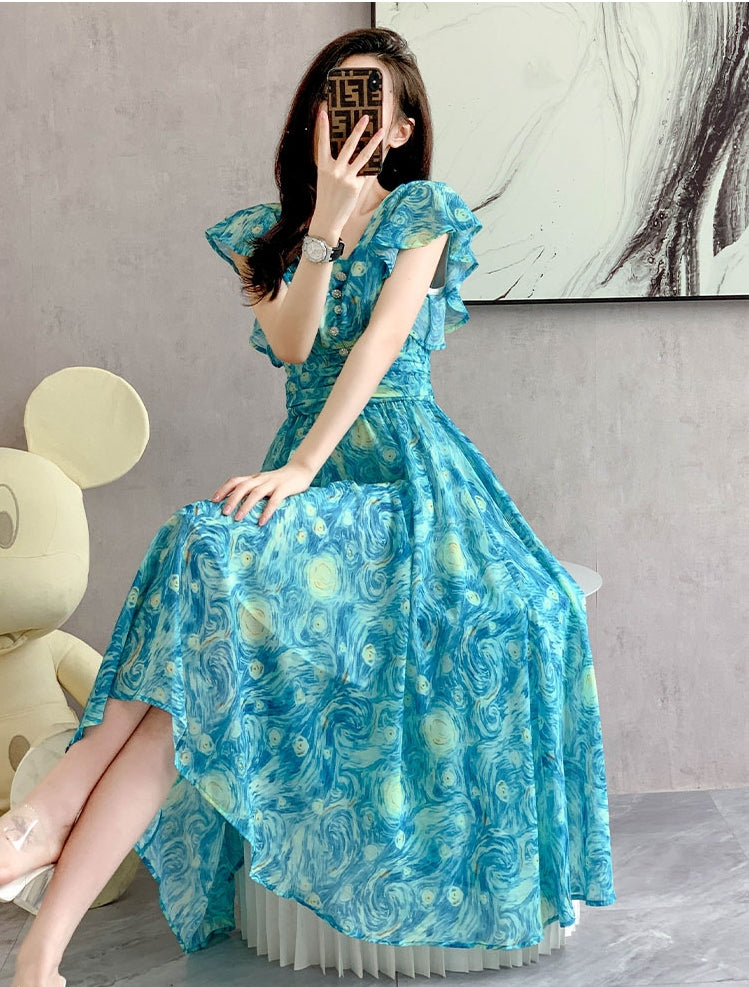 Van Gogh Starry Long Party Dress