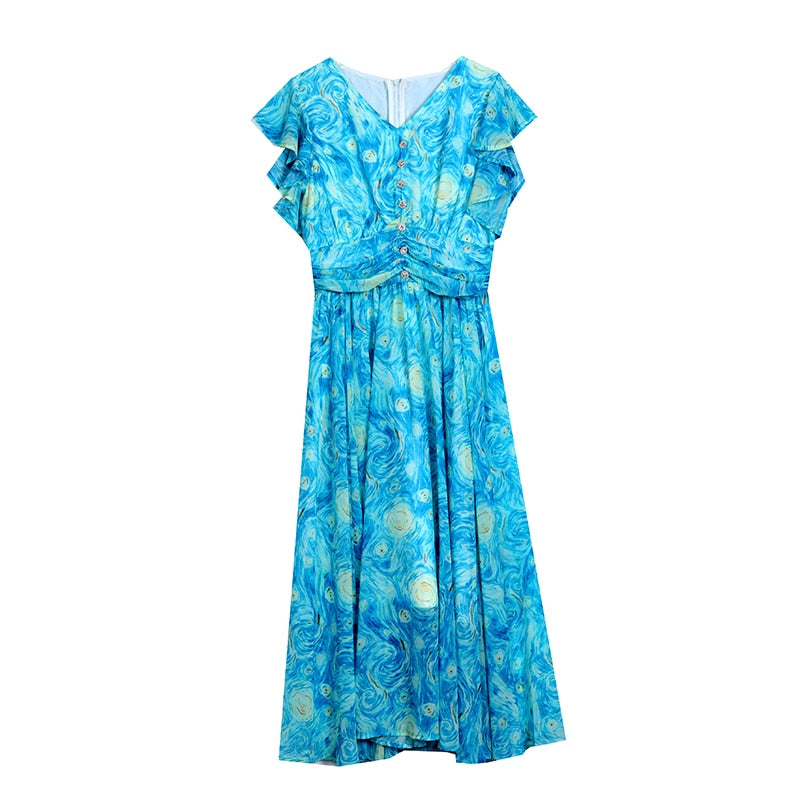 Van Gogh Starry Long Party Dress