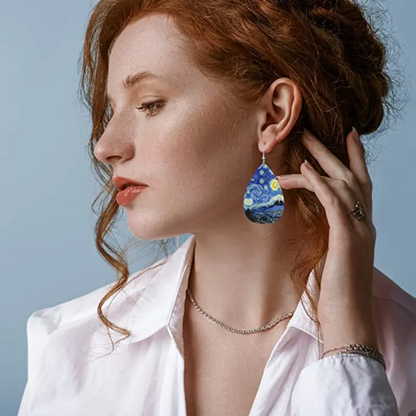 Gogh's Starry Night Vinyl Earrings