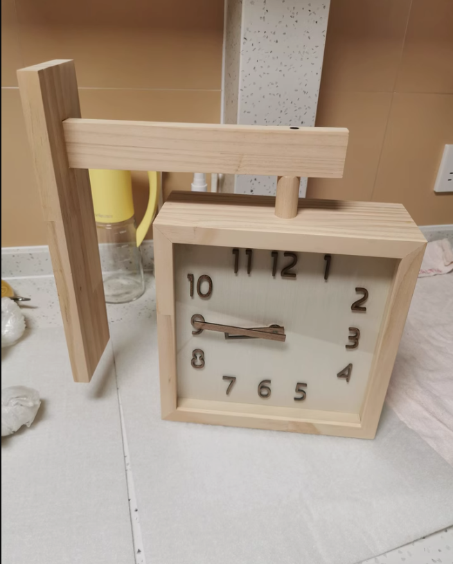 Double Sided Wooden Corner Clock