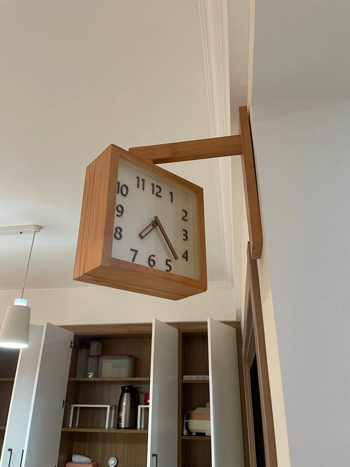 Double Sided Wooden Corner Clock