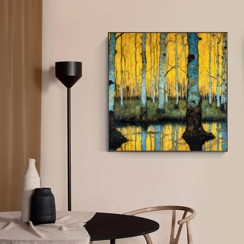 Blue Birch Marsh Print