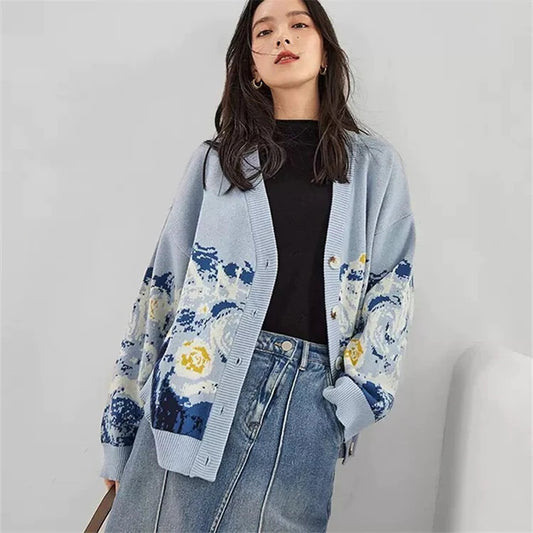 Van Gogh Starry Night Knitted Cardigan