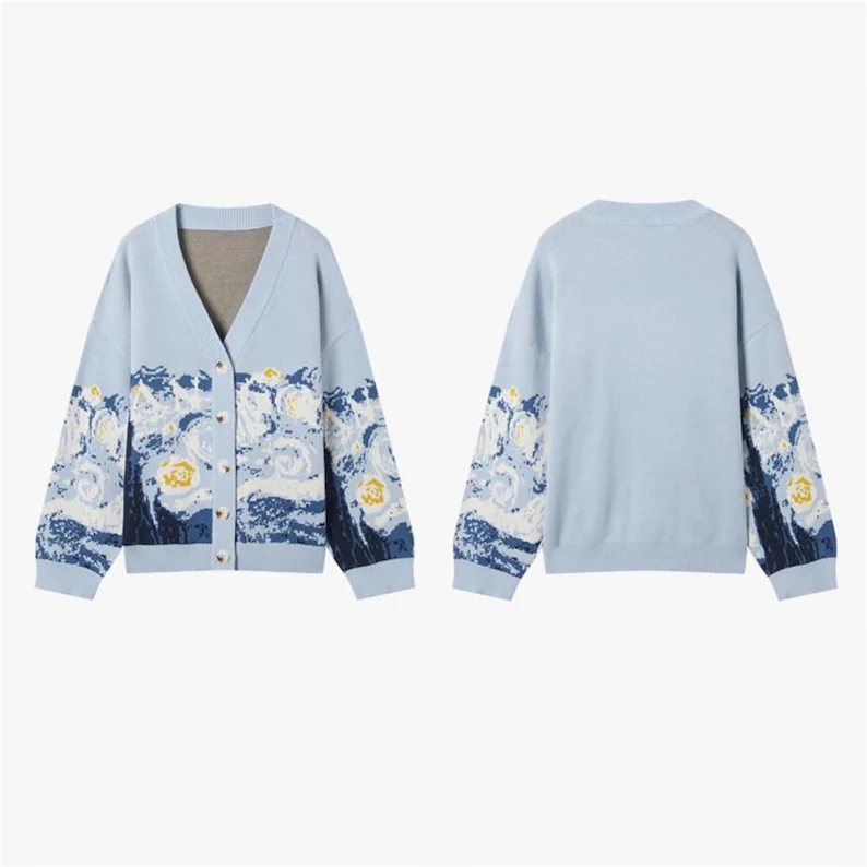 Van Gogh Starry Night Knitted Cardigan