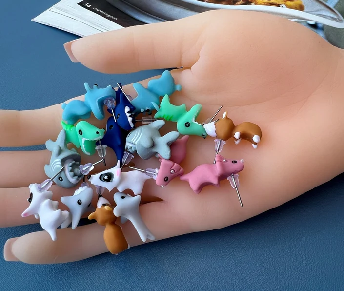 Cute Animal Bite Earrings 🦖🐕🦈🐋