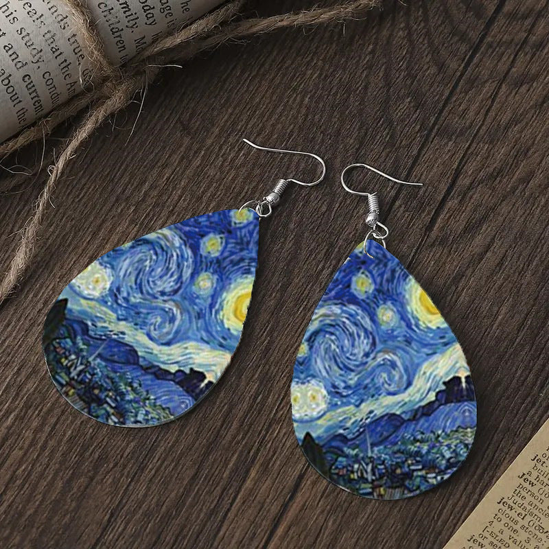 Gogh's Starry Night Vinyl Earrings