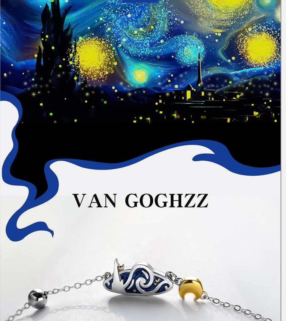 The Starry Night Silver Necklace - Art Store