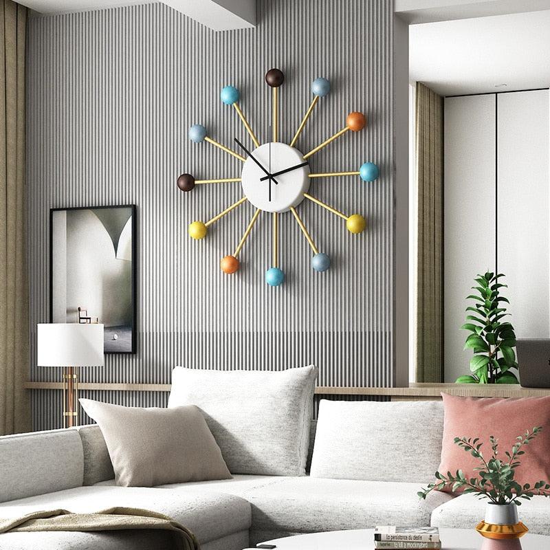 Contemporary Nordic Wooden Balls Wall Clock - PAP Art Store