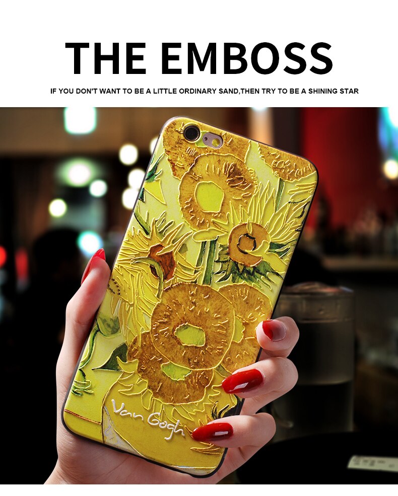 Embossed 3d Van Gogh Artwork Cases Iphone