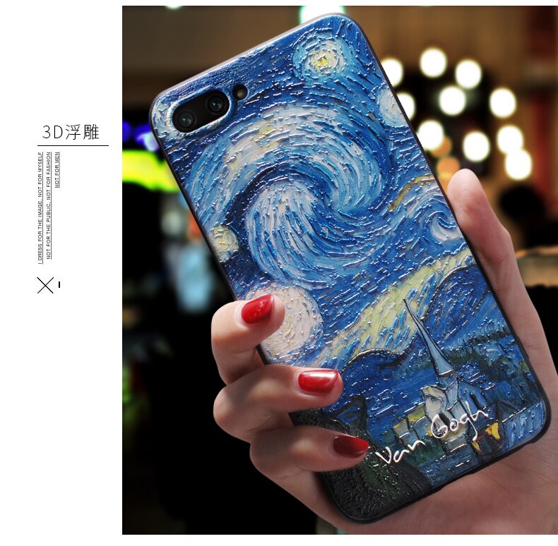 Embossed 3d Van Gogh Artwork Cases Iphone