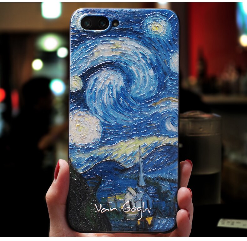 Embossed 3d Van Gogh Artwork Cases Iphone