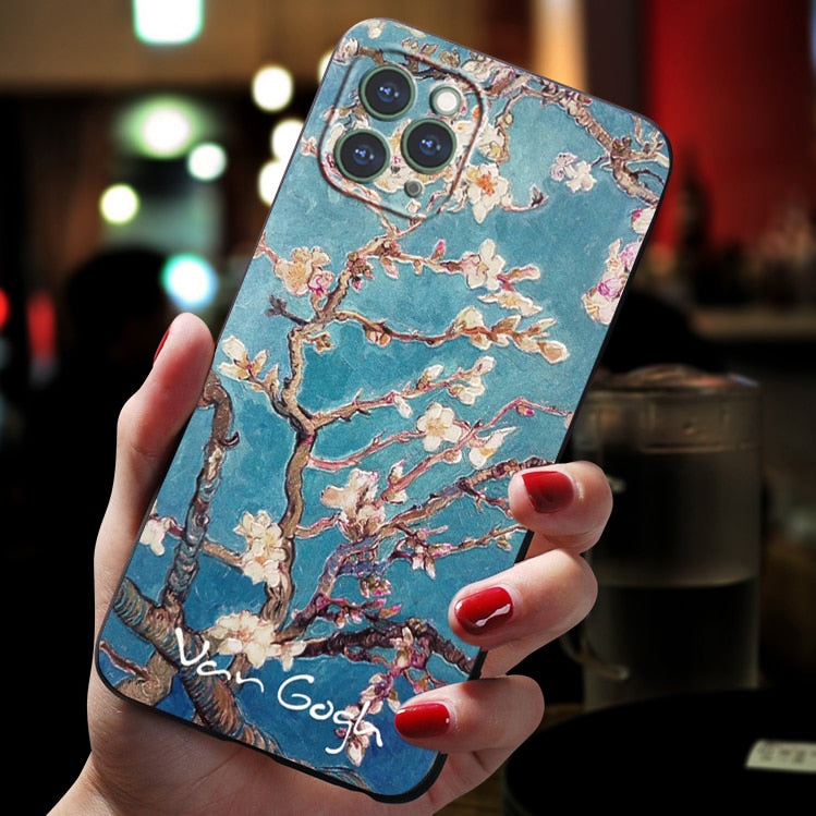 Embossed 3d Van Gogh Artwork Cases Iphone