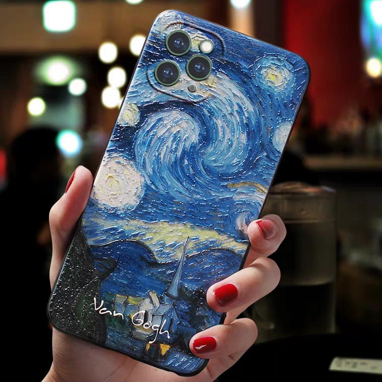 Embossed 3d Van Gogh Artwork Cases Iphone