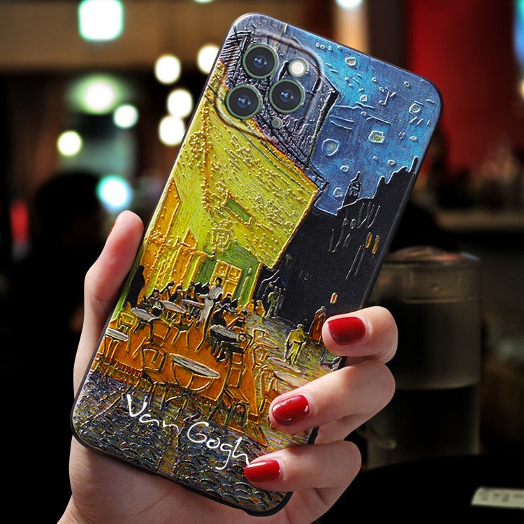 Embossed 3d Van Gogh Artwork Cases Iphone