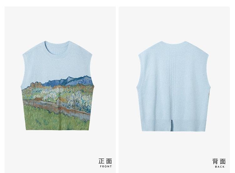 Van Gogh Sleeveless Knitted Sweater - PAP Art Store