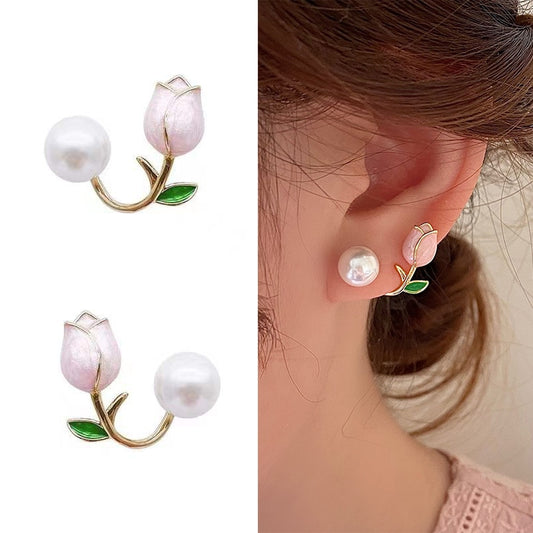 Pearlescent Pink Tulip Earrings