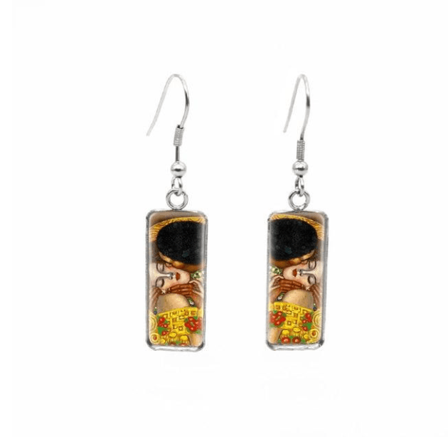 Gustav Klimt Artworks Glass Earrings - PAP Art Store