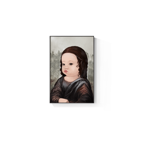 Cartoon Baby Mona Lisa & Girl With a Pearl Earring Wall Art - Art Store