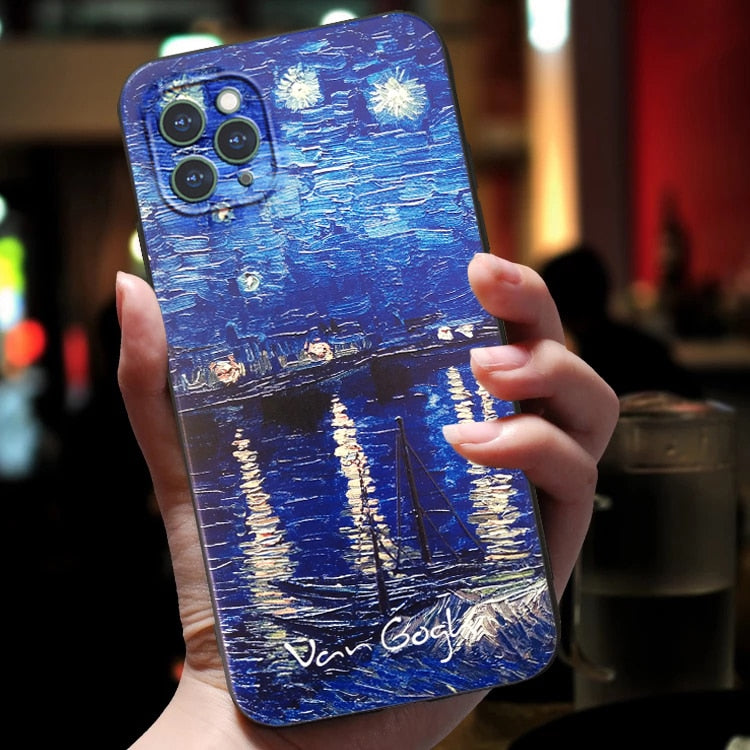 Embossed 3d Van Gogh Artwork Cases Iphone