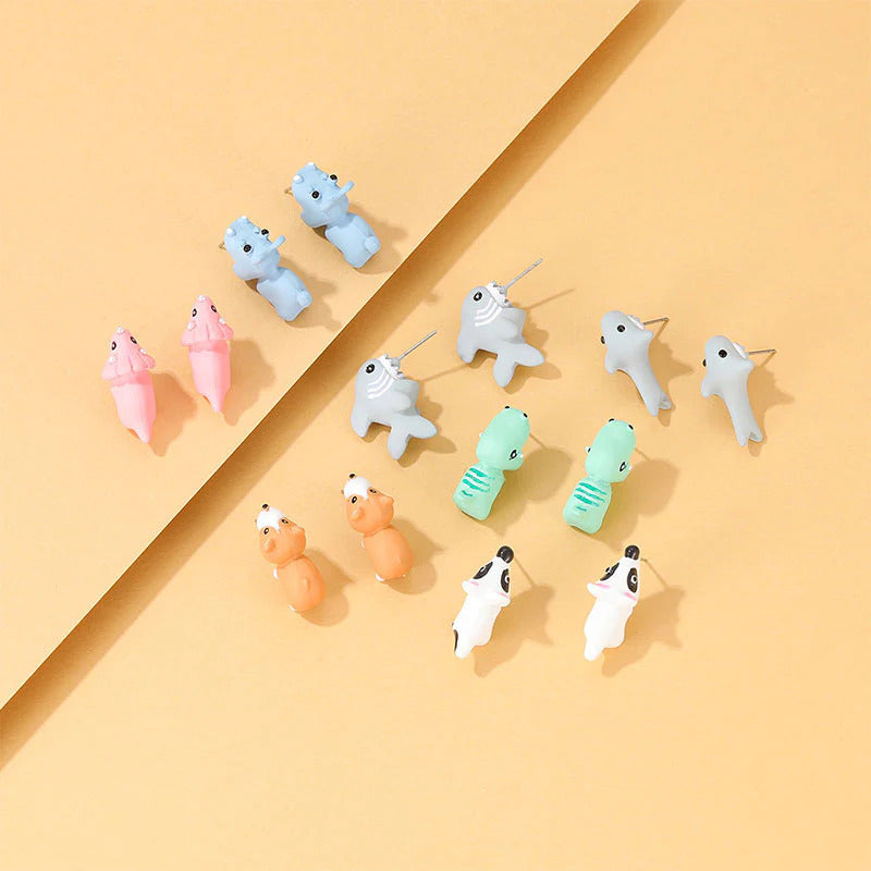 Cute Animal Bite Earrings 🦖🐕🦈🐋