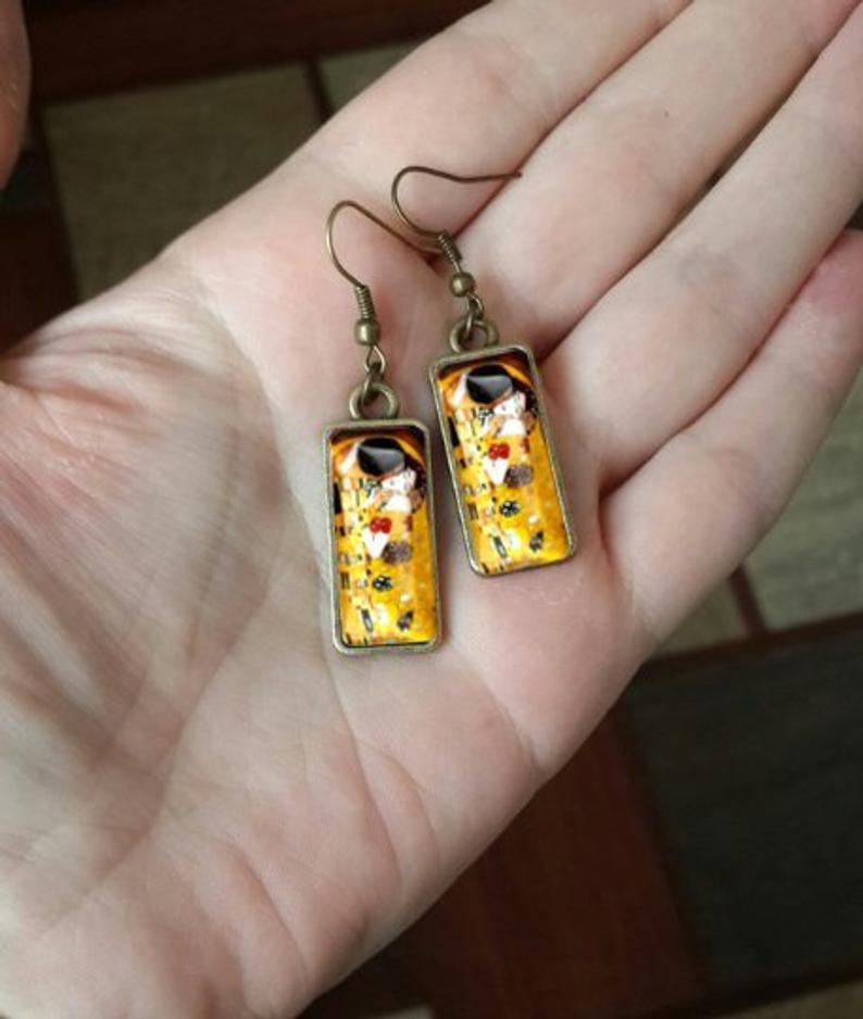 Gustav Klimt Artworks Glass Earrings - PAP Art Store