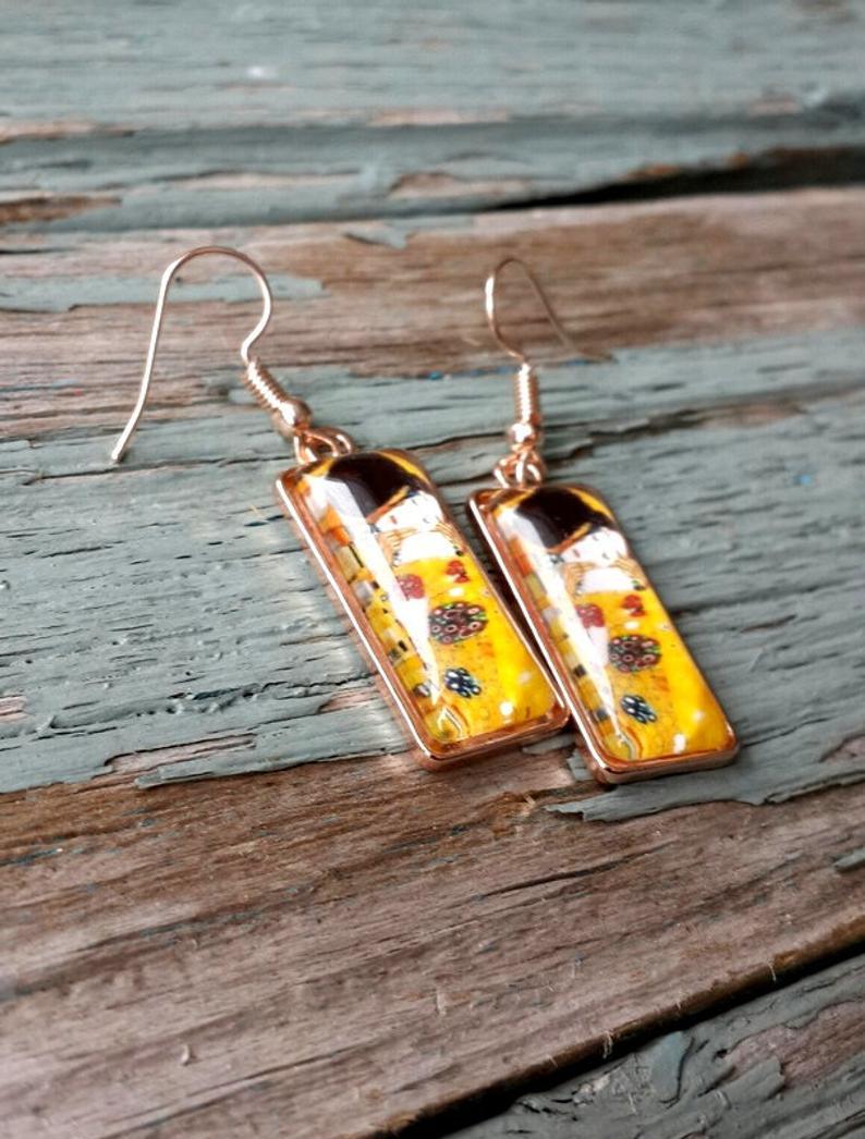 Gustav Klimt Artworks Glass Earrings - PAP Art Store