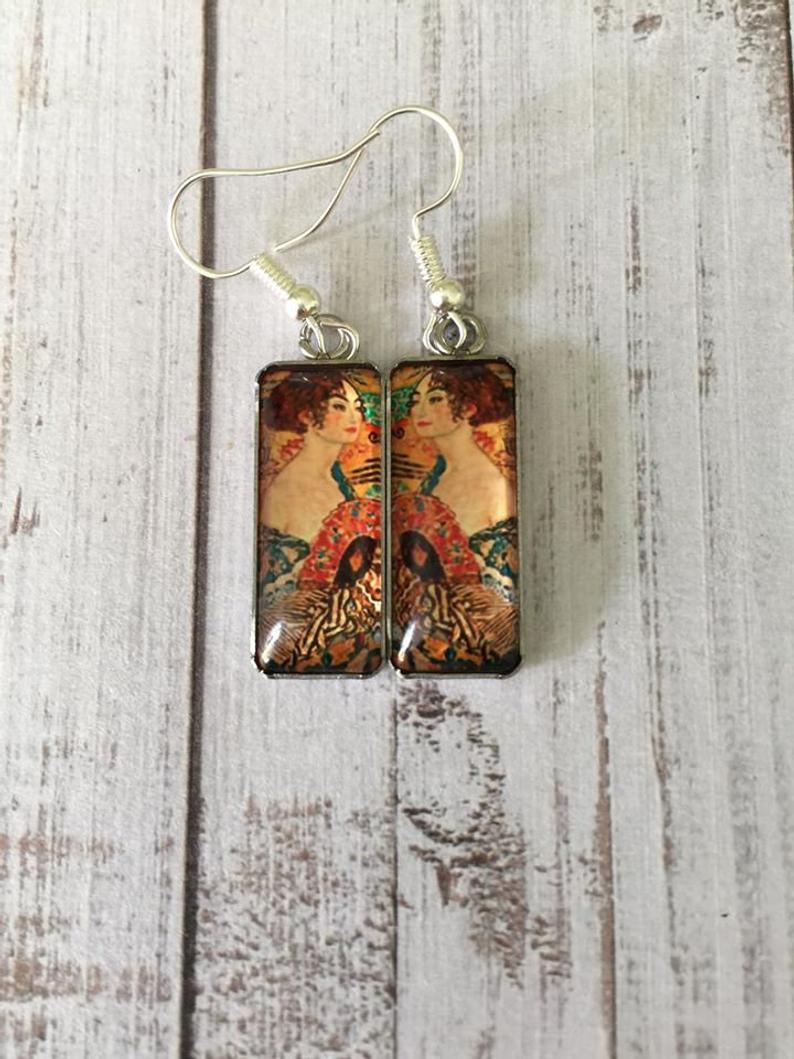 Gustav Klimt Artworks Glass Earrings - PAP Art Store