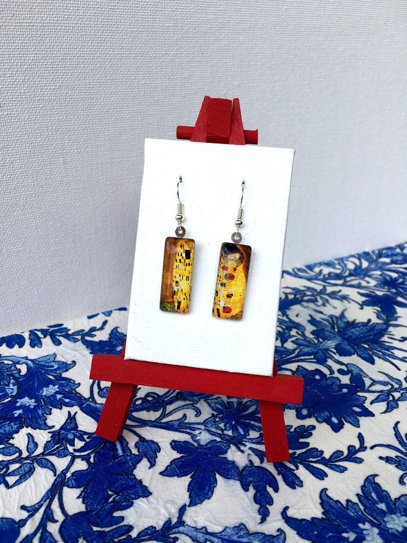 Gustav Klimt Artworks Glass Earrings - PAP Art Store