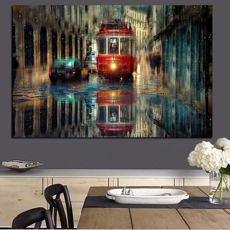 Impressionist Rainy Streetscape Wall Art - Art Store