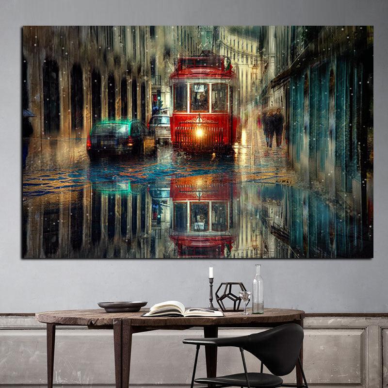 Impressionist Rainy Streetscape Wall Art - Art Store