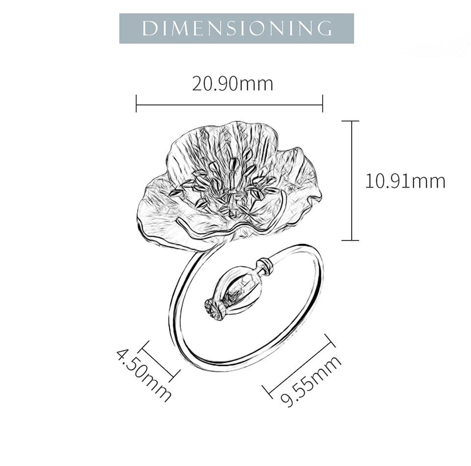 Poppies Flower Silver Ring - PAP Art Store