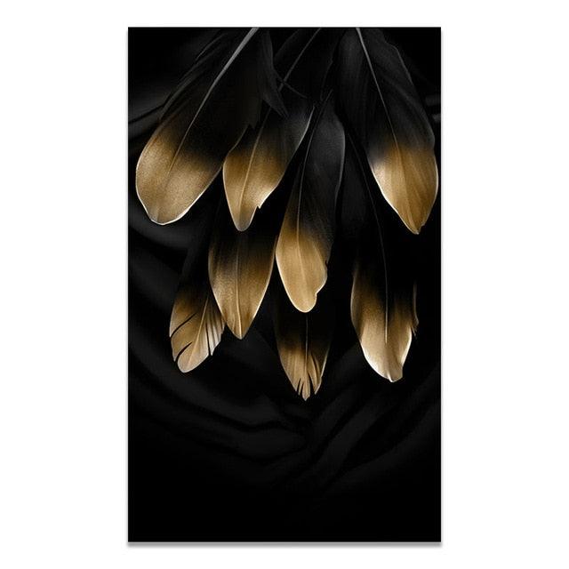 Scandinavian Golden Leaf & Petals Wall Art - PAP Art Store