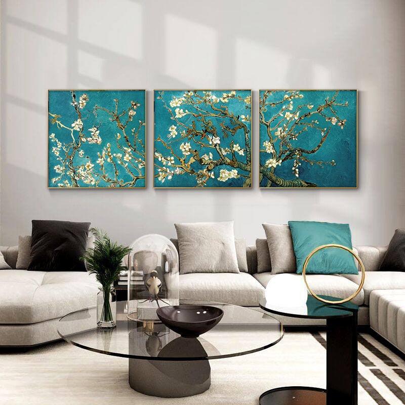 Van Gogh 'Almond Blossom Tree' 3 Panels Wall Art - PAP Art Store