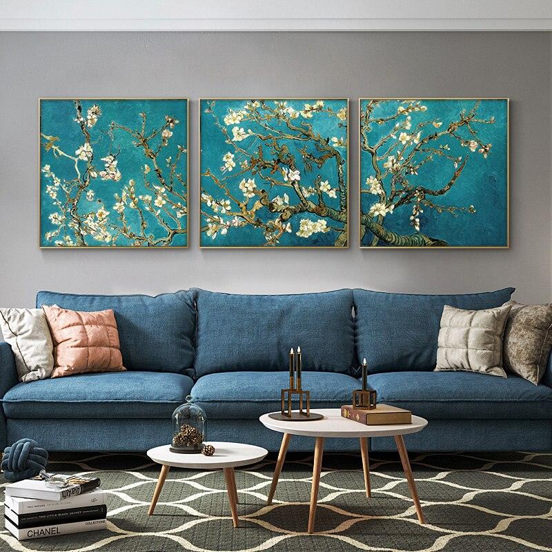 Van Gogh 'Almond Blossom Tree' 3 Panels Wall Art - PAP Art Store