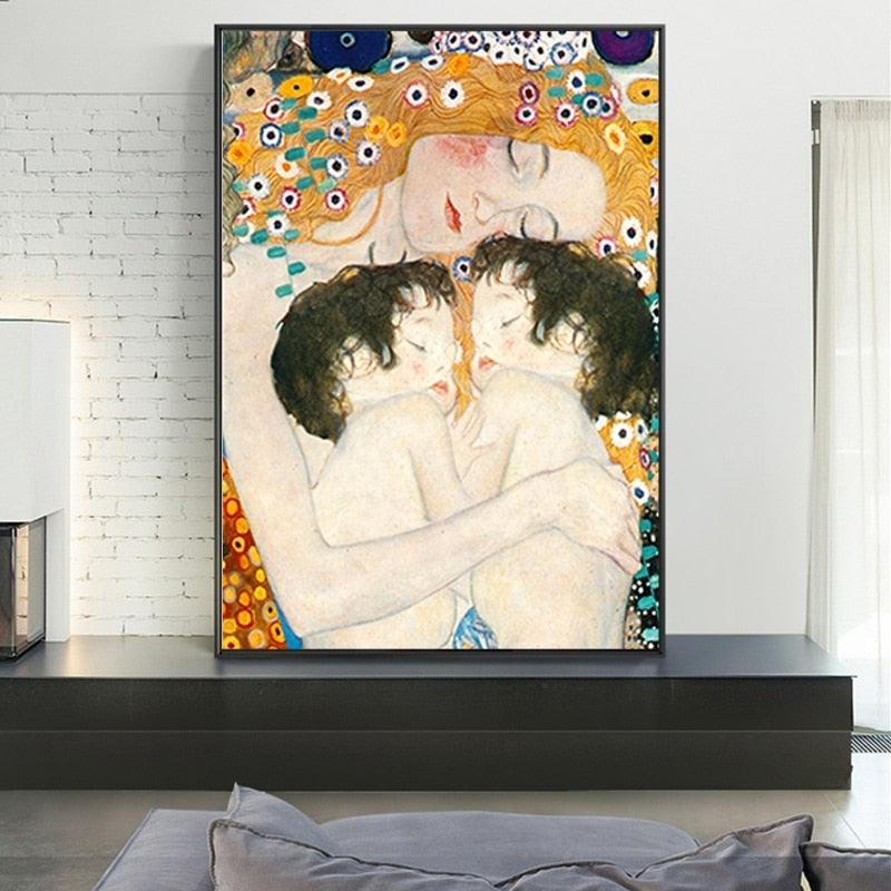 Gustav Klimt 'Mother and Child Twins' Wall Art Print - PAP Art Store