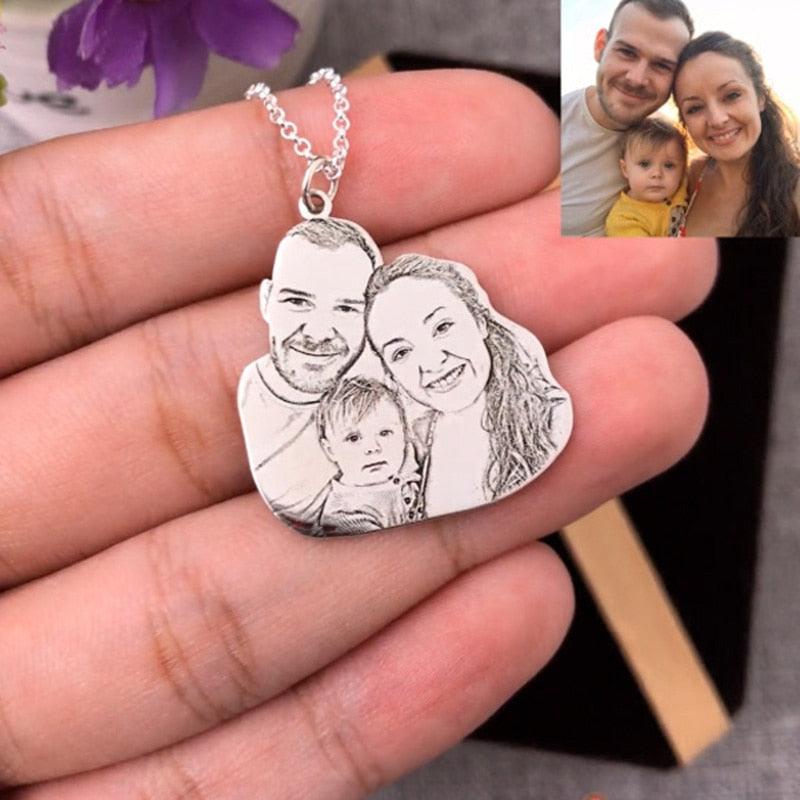 Custom Family Photo Engrave Necklace - PAP Art Store