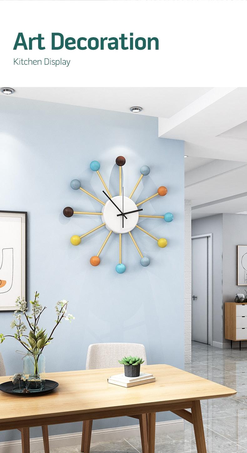 Contemporary Nordic Wooden Balls Wall Clock - PAP Art Store