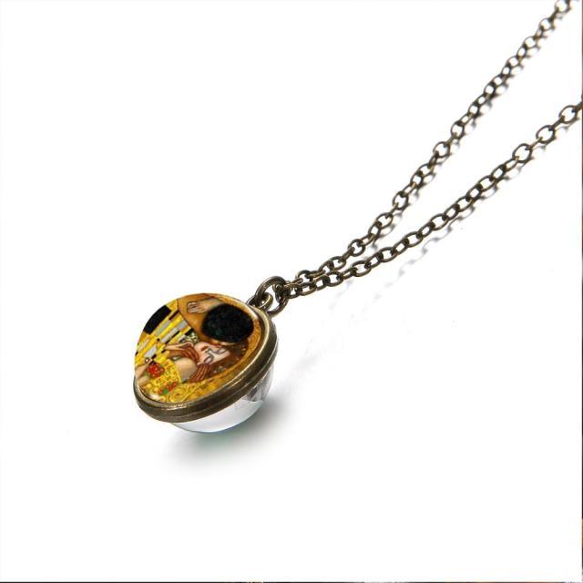 Gustav Klimt Glass Dome Necklace - PAP Art Store