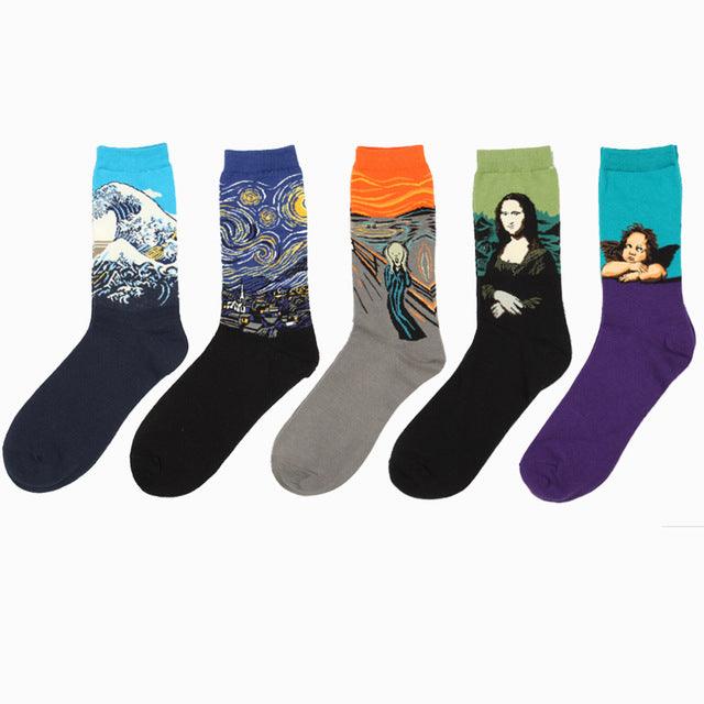 Novelty Retro Oil Paintings Art Socks 5 Pairs/Set - Art Store