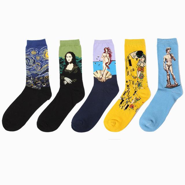 Novelty Retro Oil Paintings Art Socks 5 Pairs/Set - Art Store