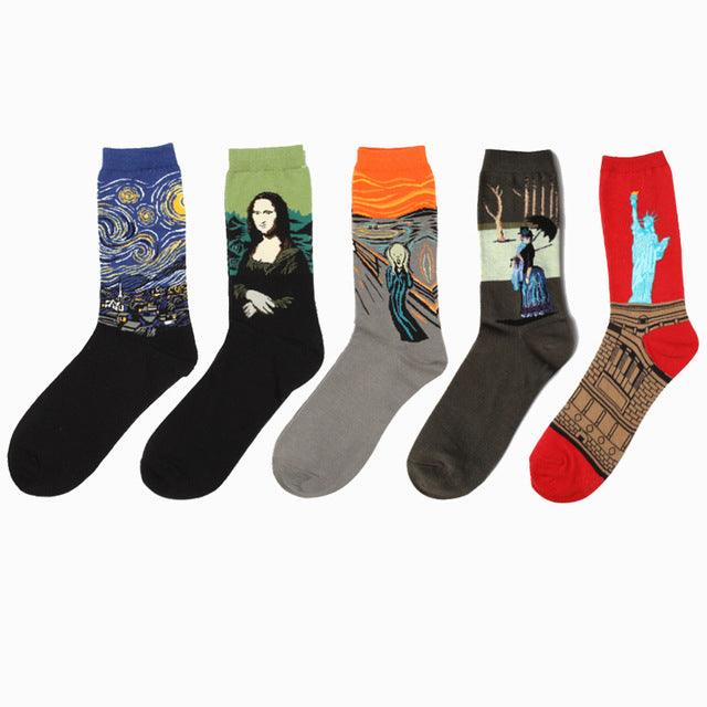 Novelty Retro Oil Paintings Art Socks 5 Pairs/Set - Art Store