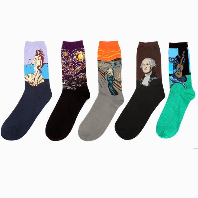 Novelty Retro Oil Paintings Art Socks 5 Pairs/Set - Art Store